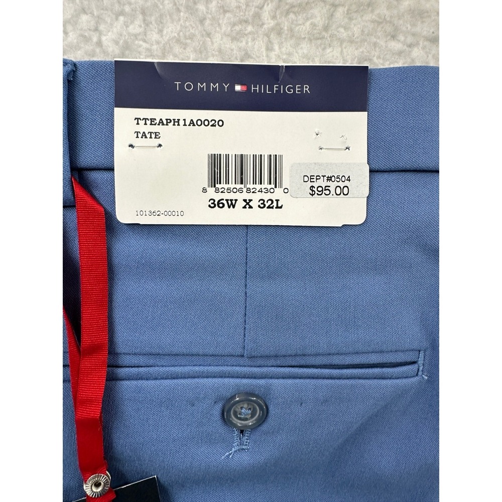 Tommy Hilfiger Mens Tate Blue Thflex Dress Pants 36W X 32L Flat Front - Picture 12 of 15